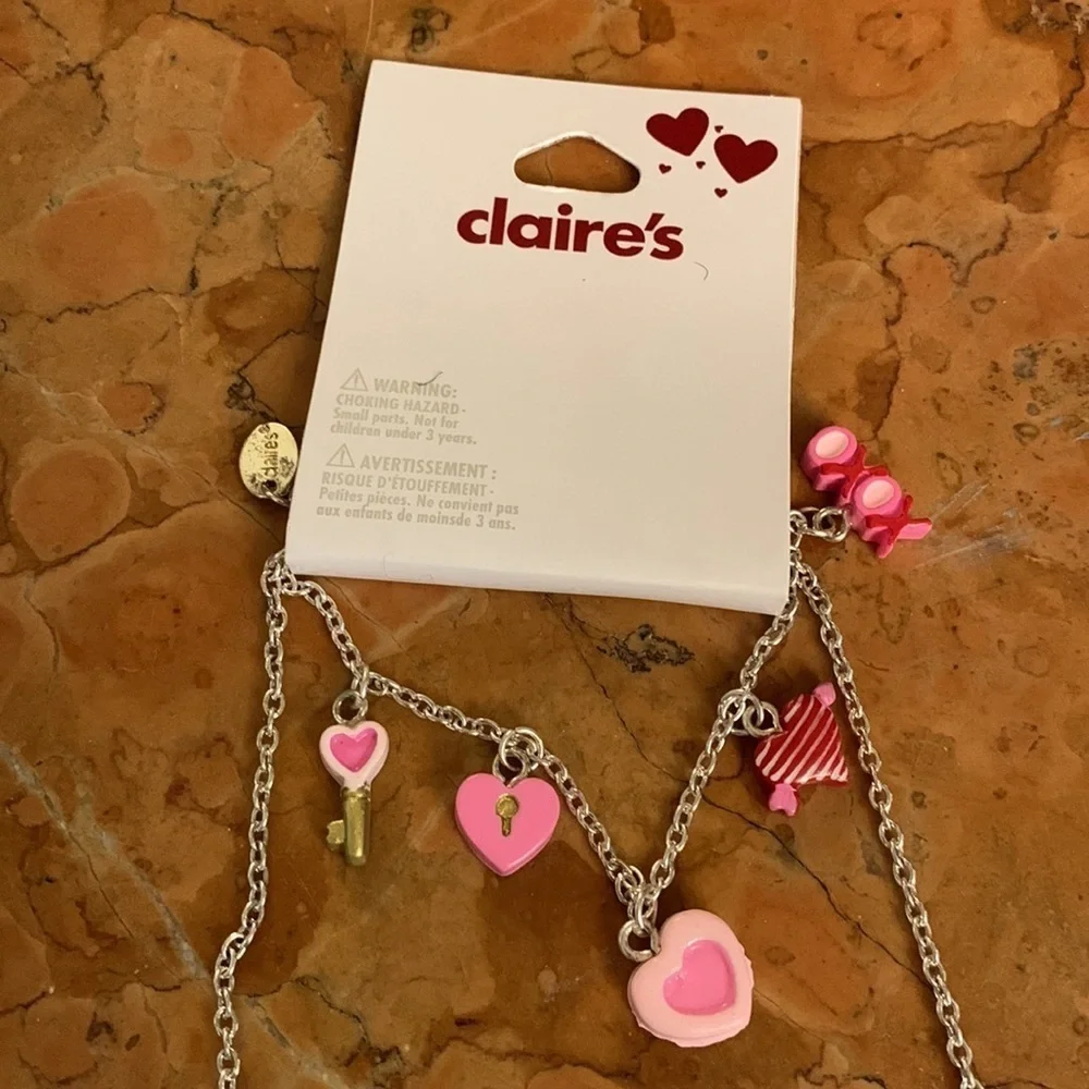 Valentine’s Day Kids Jewelry Bundle Hearts Bracelet, necklace & unicorn bow NEW
